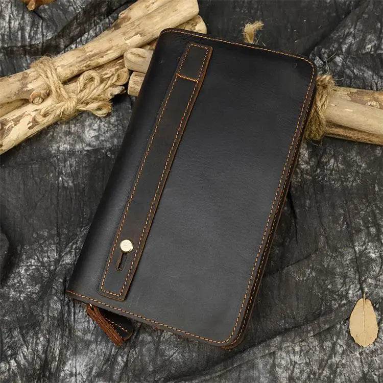 Luxury Double Zipper Leather Wallet for Men & Women with Coin Pouch - VacationGrabs