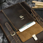 Genuine Leather Men's Backpack Crazy Horse Leather Fit 14" Laptop