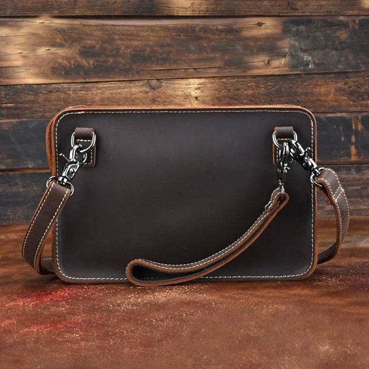 Fashion Men's Genuine Leather File Document Bags with Wrist Sling - VacationGrabs
