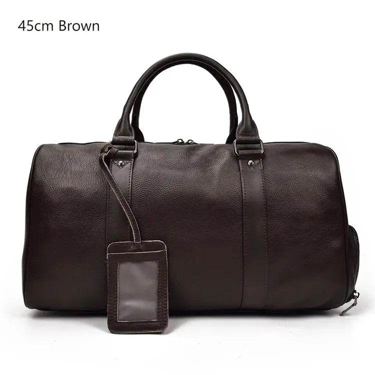 Natural Cowskin Waterproof Men’s Leather Weekend Overnight Bag - VacationGrabs