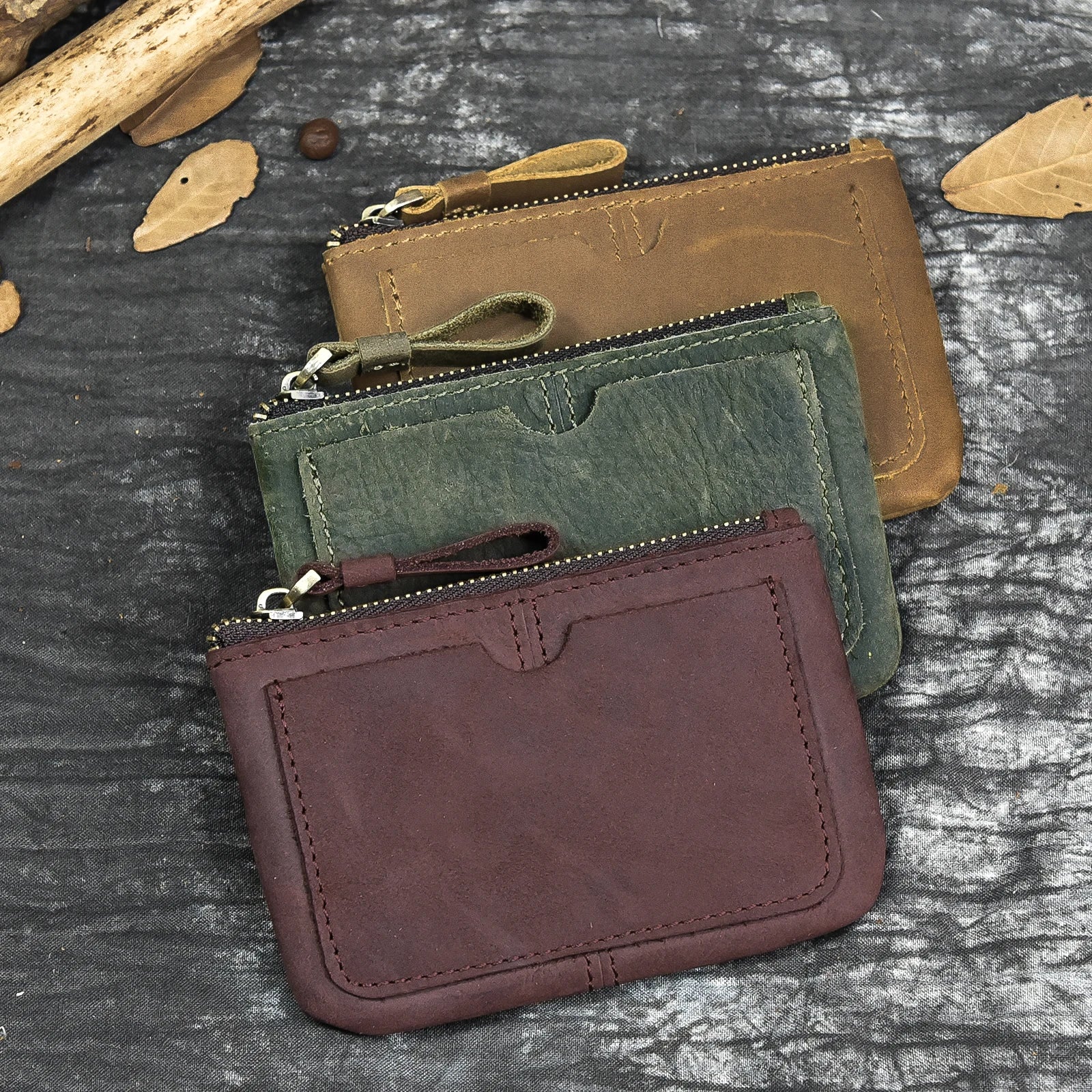 Men’s Leather Phone Pouch Handbag Mobile Wallet with Wrist