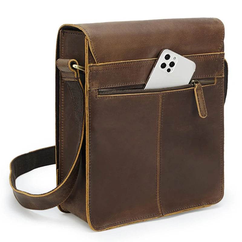 High-Quality Men's Leather Shoulder Messenger Crossbody Bag - VacationGrabs