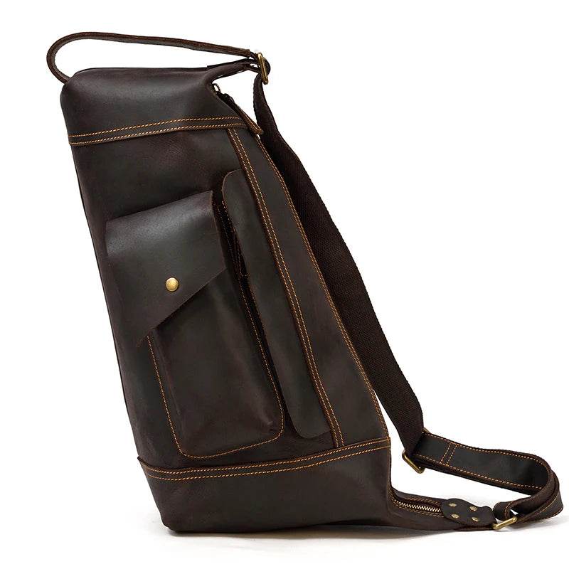 Classic Design Genuine Leather Chest Bag Sling Shoulder Bag - VacationGrabs