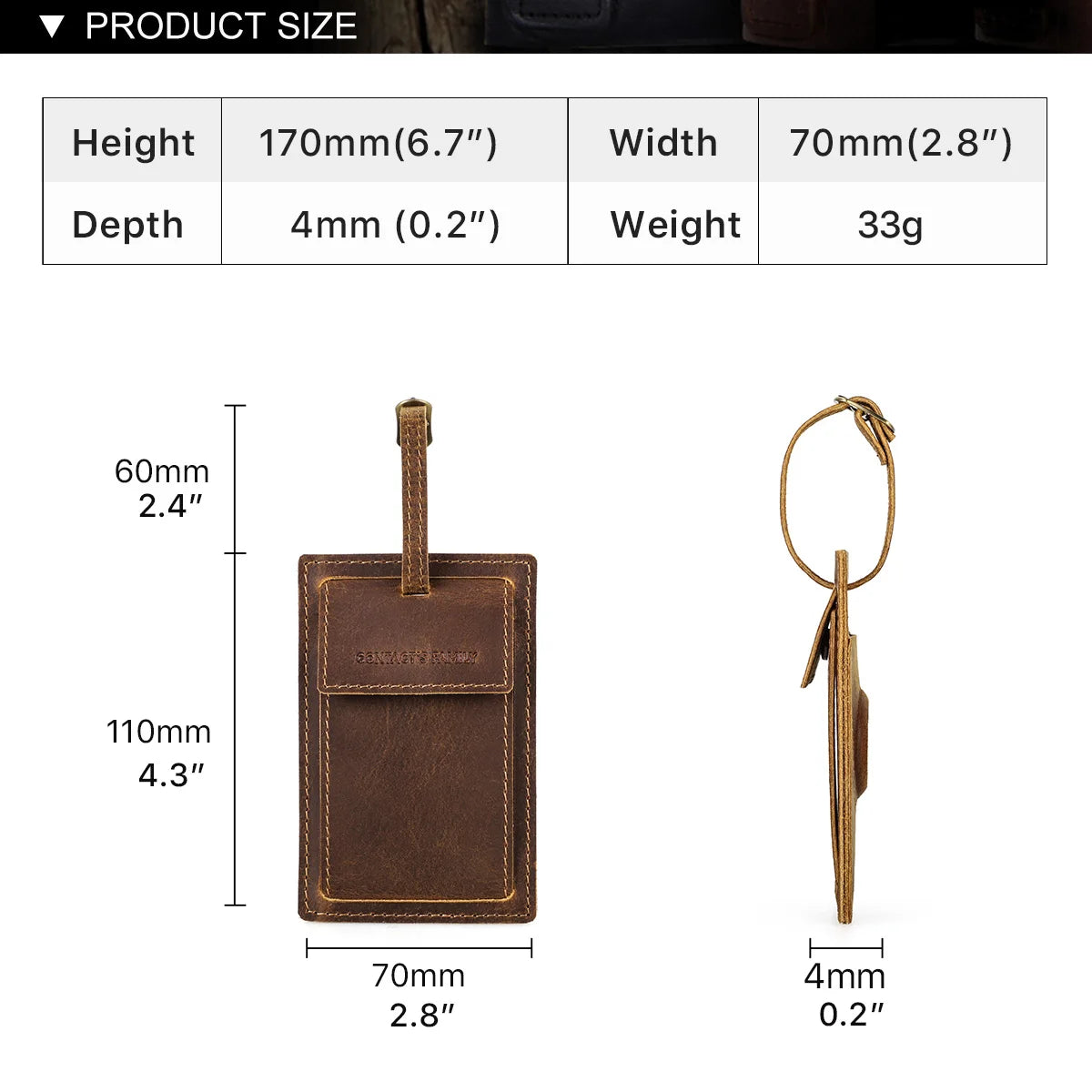 Leather Luggage Tag With Airtag Pocket Travel Accessories Name ID Address Tags