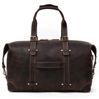 Vintage Genuine Leather Weekender Bag for Men Cowskin Travel Tote - VacationGrabs