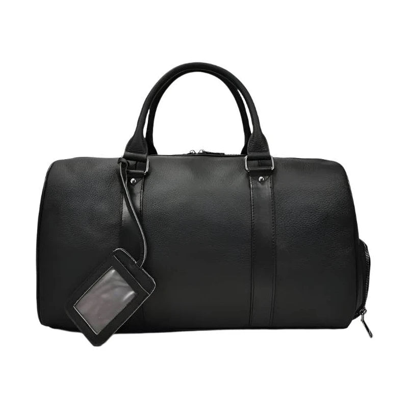 Large Capacity Men’s Genuine Leather Duffel for Travel and Fitness - VacationGrabs