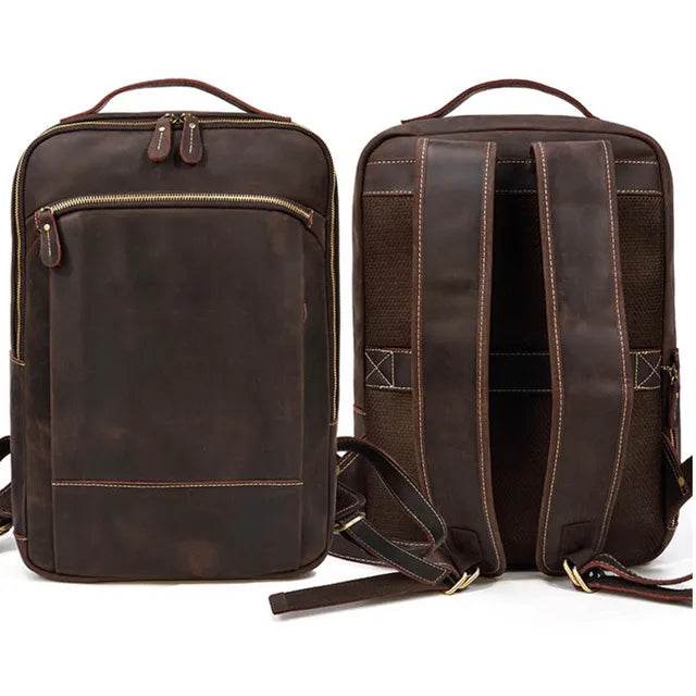 Anti-Theft Handmade Leather Backpack Vintage Travel Bag for Men - VacationGrabs