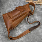 Classic Design Genuine Leather Chest Bag Sling Shoulder Bag - VacationGrabs