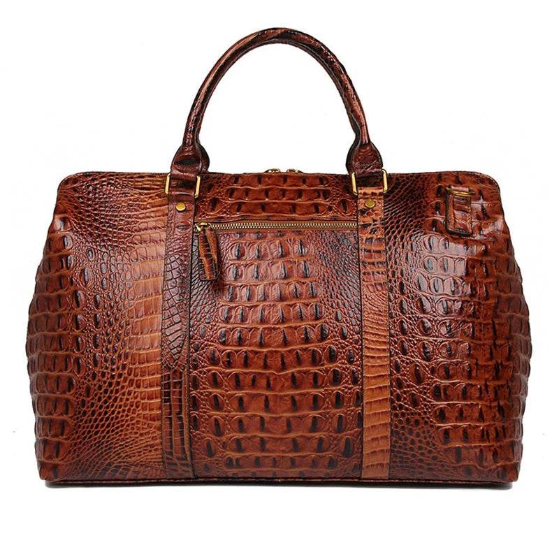 High Fashion Men & Women Leather Travel Duffle Alligator Pattern - VacationGrabs