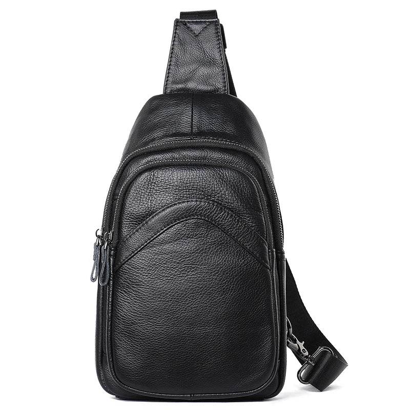 Casual Men's Chest Bag Genuine Leather Crossbody Soft Cow Leather - VacationGrabs