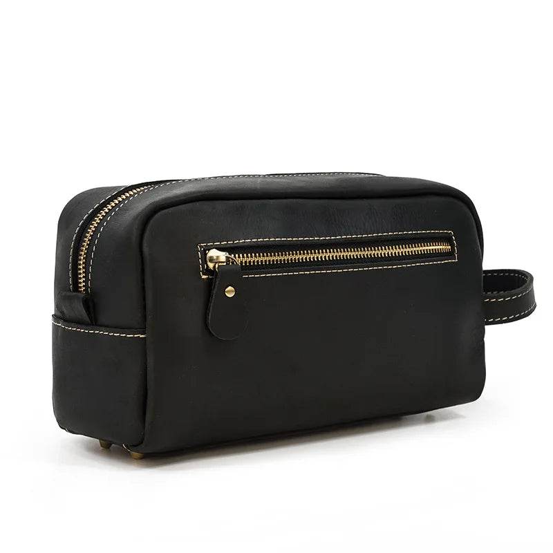 Casual Men’s Leather Clutch Wallet Genuine Leather Toiletry Bag - VacationGrabs