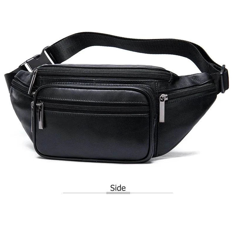 Genuine Leather Leather Chest Bag for Women Unisex Sports Fanny - VacationGrabs