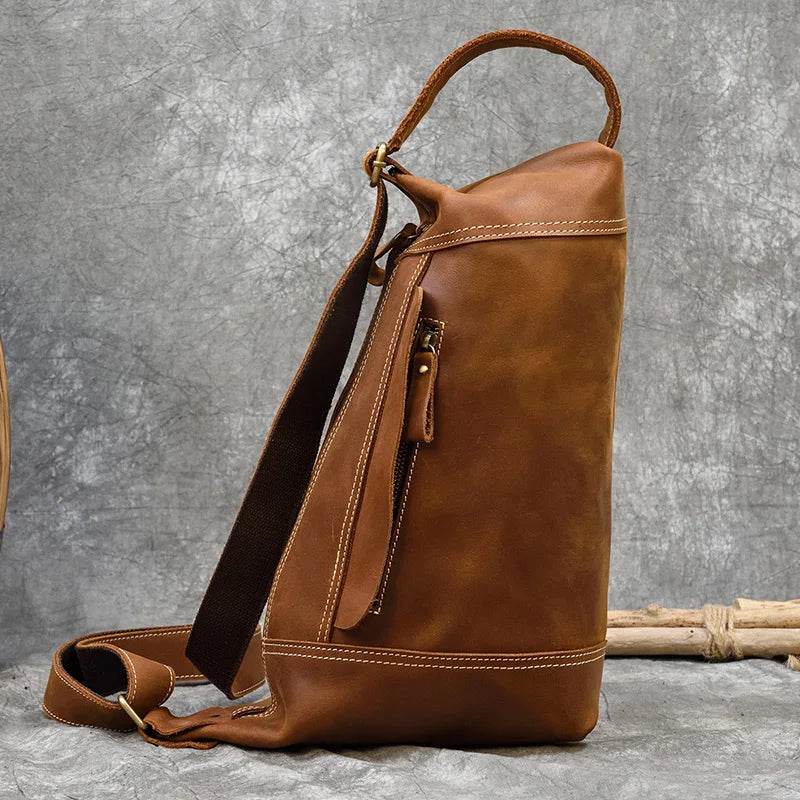 Classic Design Genuine Leather Chest Bag Sling Shoulder Bag - VacationGrabs