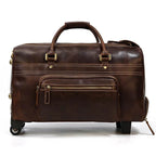 Genuine Leather Rolling Travel Bag with Wheels Men & Women - VacationGrabs