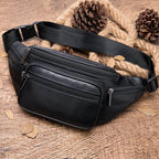 Genuine Leather Leather Chest Bag for Women Unisex Sports Fanny - VacationGrabs