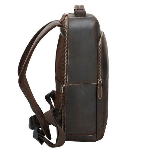 Crazy Horse Leather Laptop Backpack for Men Business School - VacationGrabs