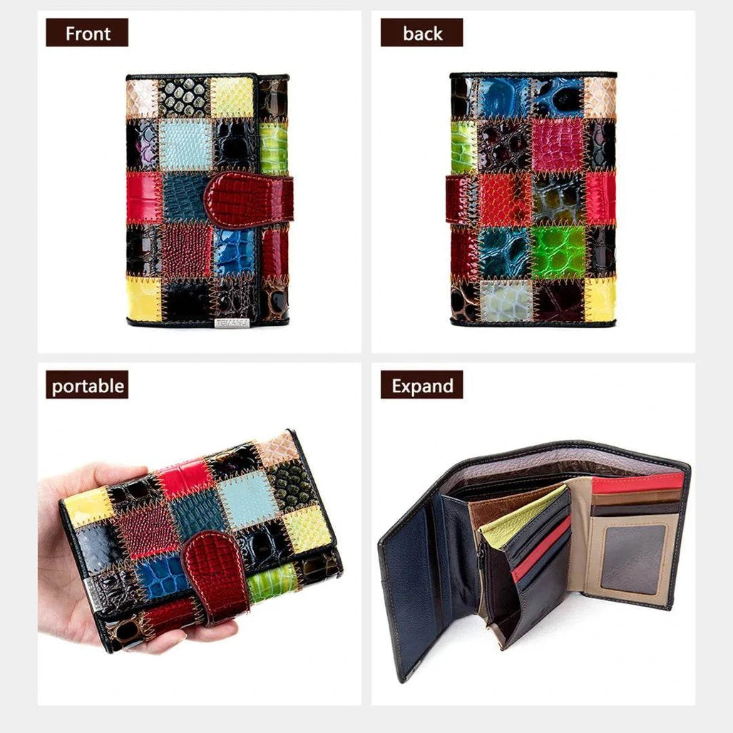 Fashionable Women’s Colorful Leather Wallet Clutch Card Holder - VacationGrabs
