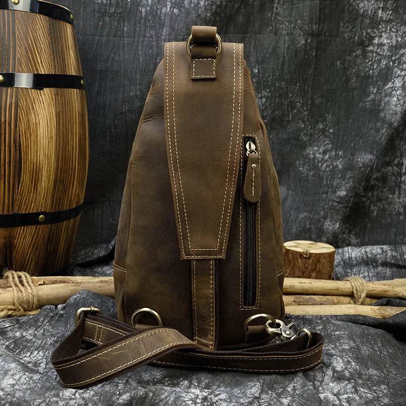Casual Sport Leather Chest Bags for Men Anti-Theft iPad Sling Bag - VacationGrabs