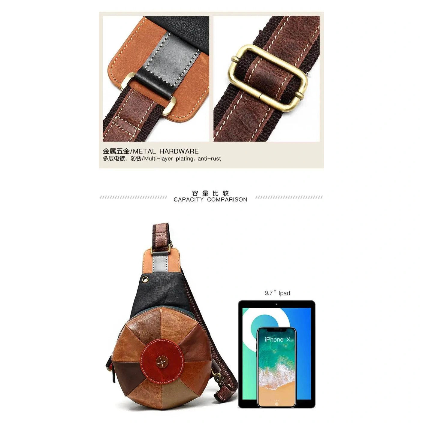 Unique Design Women’s Chest Bag with Earphone Hole Leather Sling - VacationGrabs