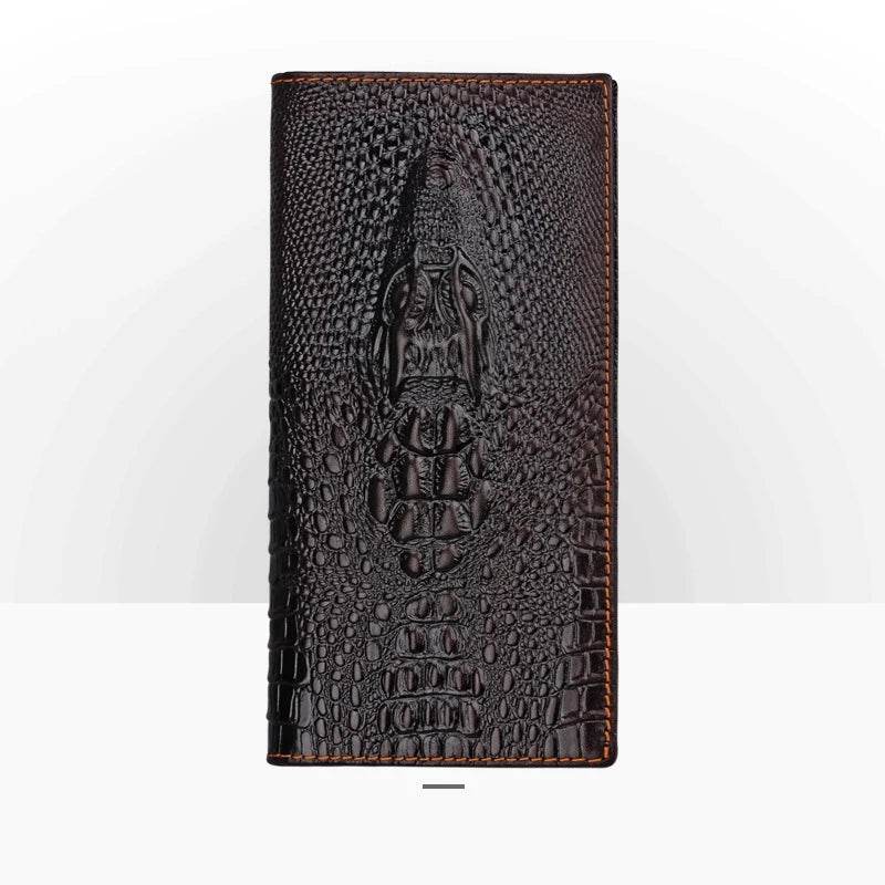 Fashion Genuine Leather Long Wallet 3D Dragon Embossed Men’s Purse - VacationGrabs