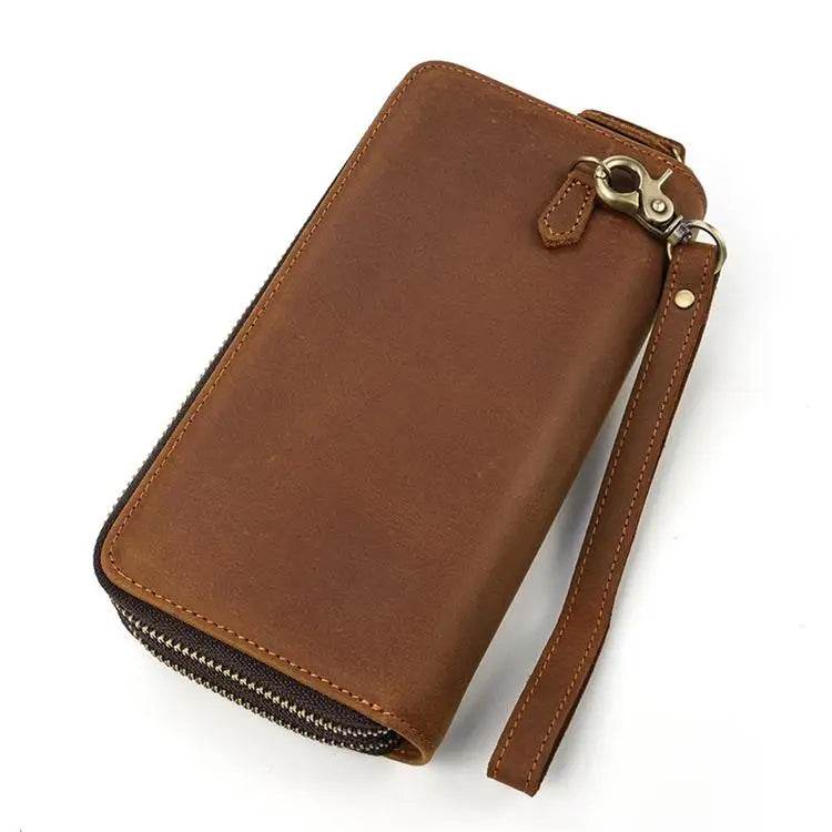 Cool Fashion Leather Clutch Wallet for Evening Party Zippered Large Purse - VacationGrabs