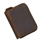 Vintage Fashion Card Holder Zipper Coin Purse Crazy Horse Leather Slim - VacationGrabs
