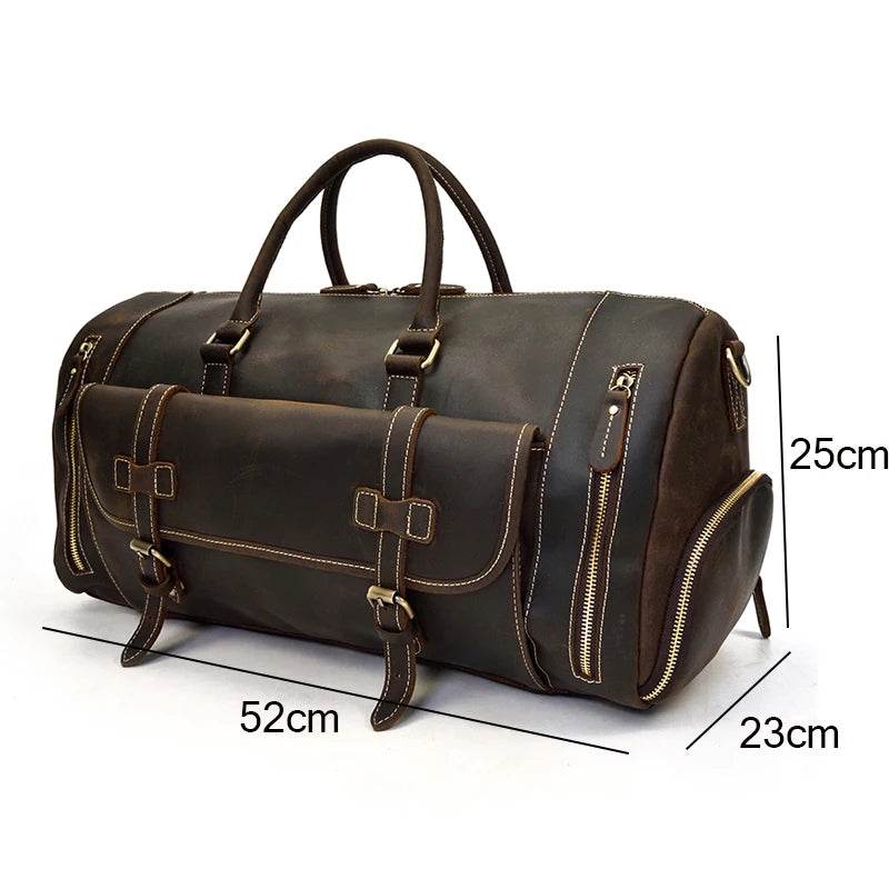 Crazy Horse Leather Duffle – Large Capacity Travel Weekender - VacationGrabs