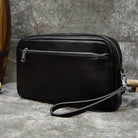 Large Capacity Leather Hand Clutch with Shoulder Strap - VacationGrabs