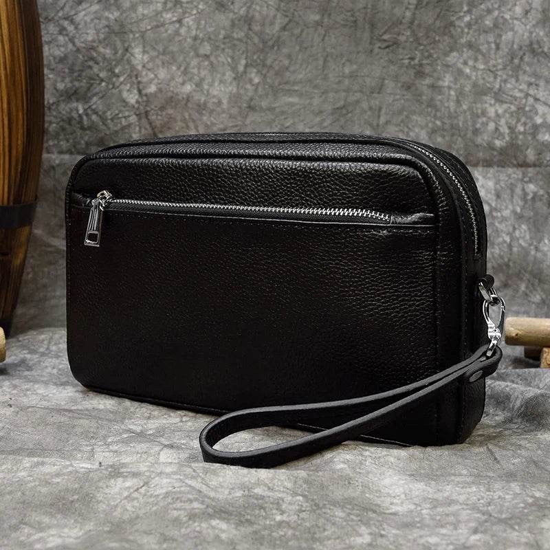Large Capacity Leather Hand Clutch with Shoulder Strap - VacationGrabs