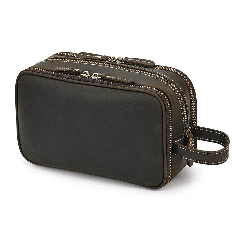 Genuine Leather Toiletry Bag for Men and Women - VacationGrabs