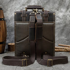Genuine Leather Men's Backpack Crazy Horse Leather Fit 14" Laptop