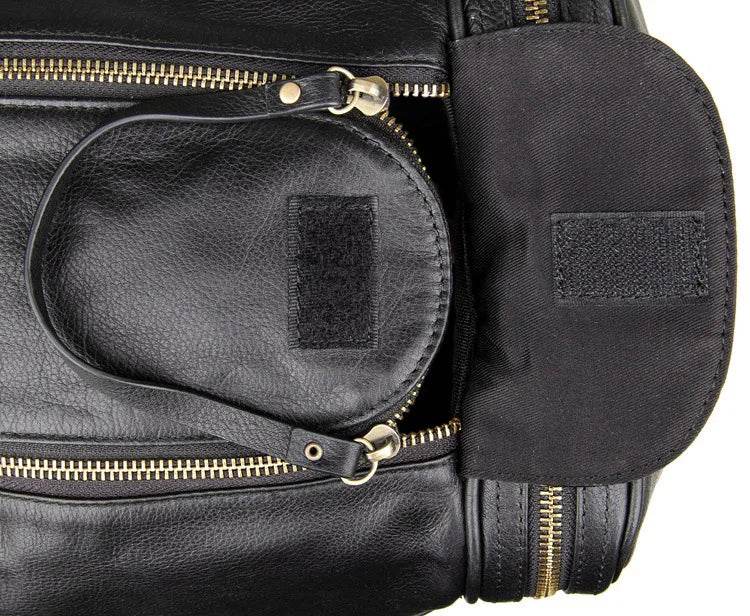 60cm High Capacity Genuine Leather Travel Duffle for Men Weekend Bag - VacationGrabs
