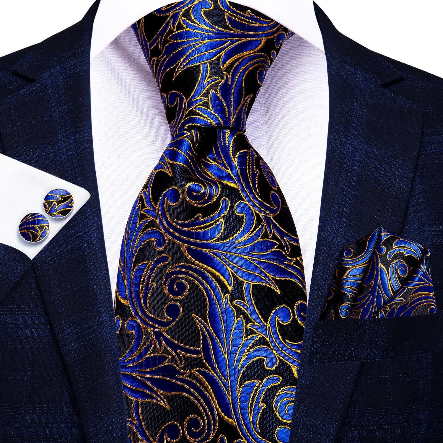 Men's Black Silk Paisley Tie for Travel-Friendly Style