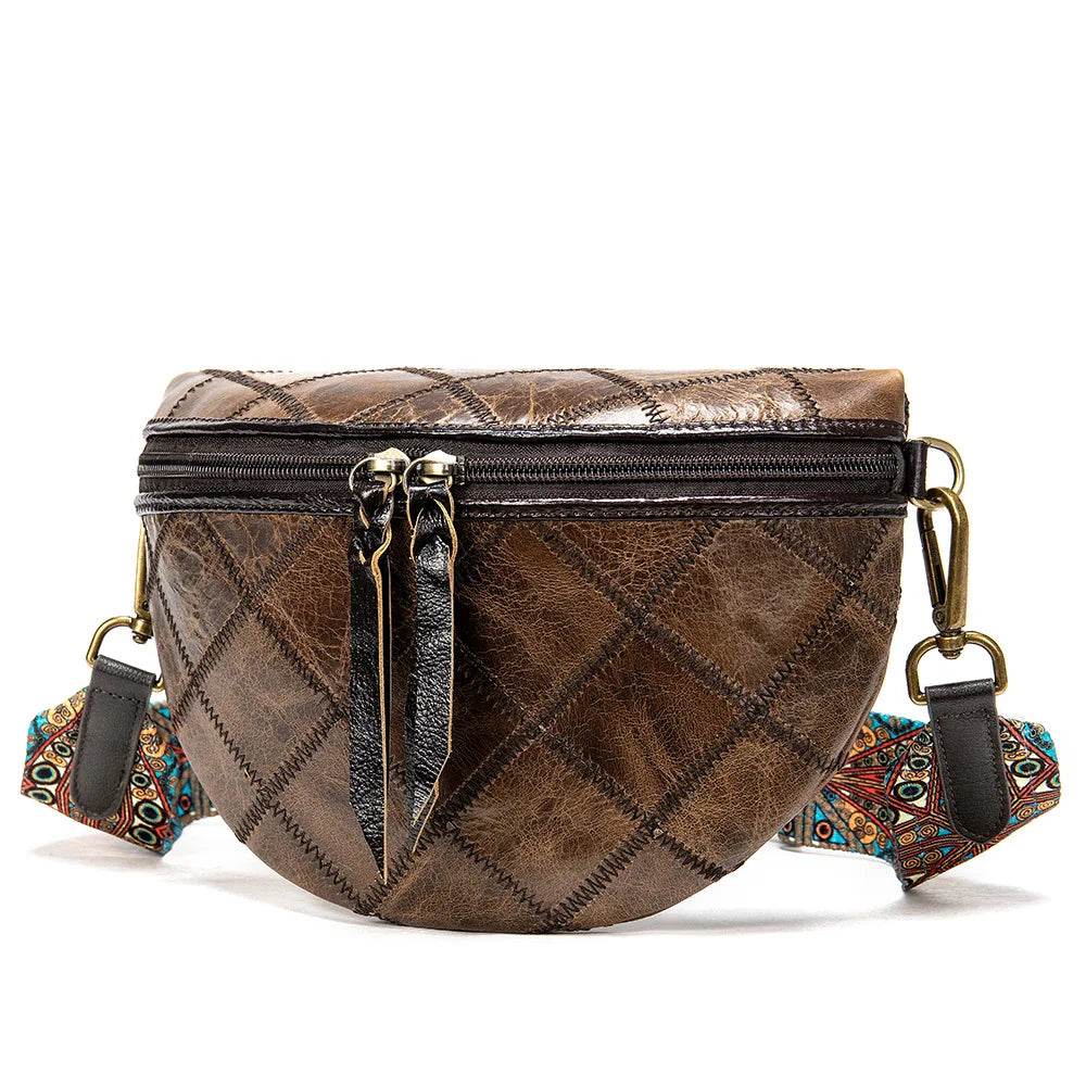 Boho Style Leather Waist Bag for Women Crossbody Chest Bag - VacationGrabs
