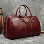 Real Leather Travel Weekender Bag for Men & Women Genuine Duffle - VacationGrabs