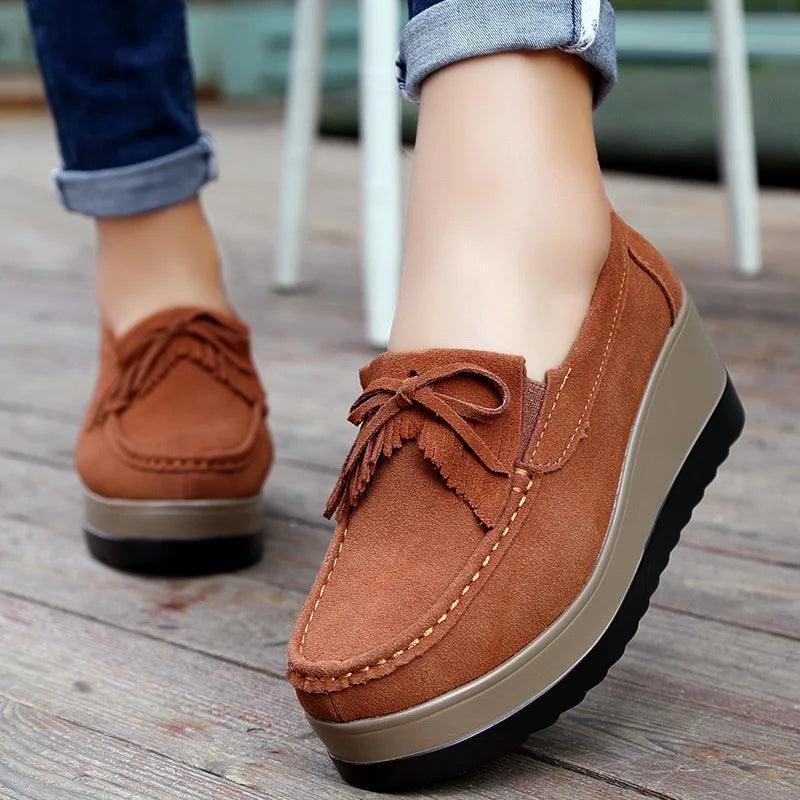 Women's Shoes - Flats Suede Tassel Fringe Loafers Moccasins