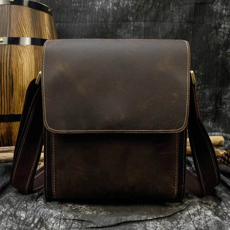 Vintage Genuine Leather Men’s Shoulder Sling Crossbody Bag - VacationGrabs