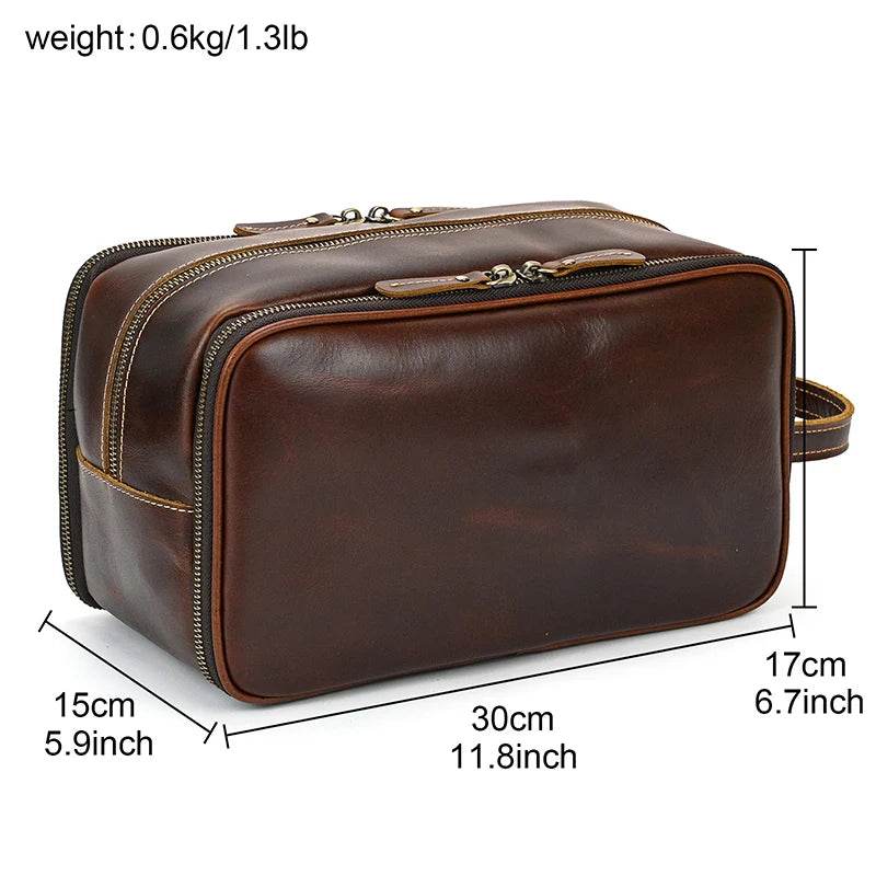 Genuine Leather Toiletry Bag for Men and Women - VacationGrabs