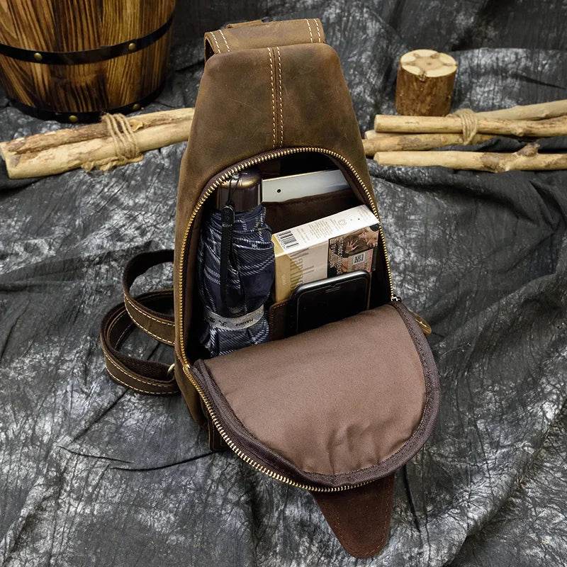 Casual Sport Leather Chest Bags for Men Anti-Theft iPad Sling Bag - VacationGrabs
