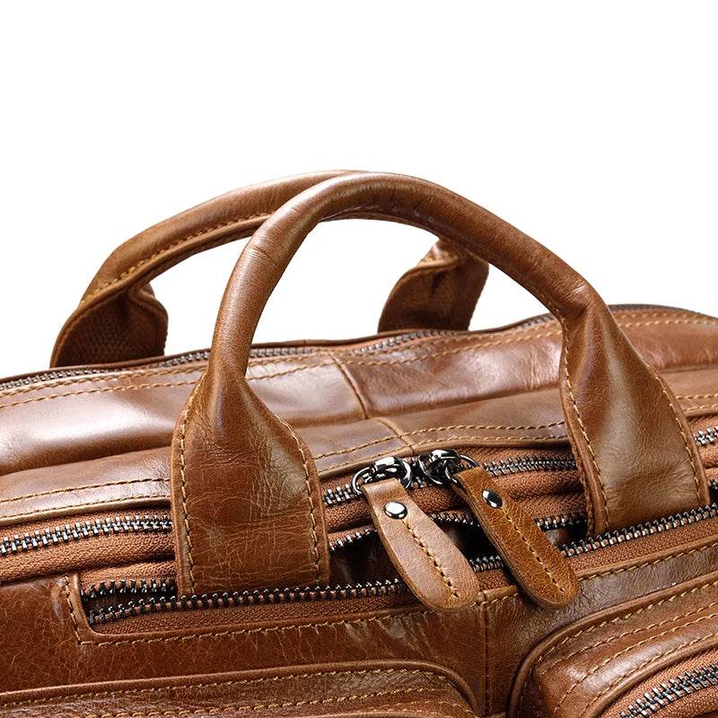 Mens Genuine Leather 3-in-1 Backpack-Briefcase-Shoulder Bag - VacationGrabs