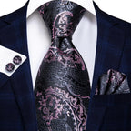 Men's Black Silk Paisley Tie for Travel-Friendly Style