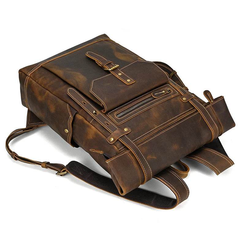 Vintage Men’s Leather Backpack Travel Laptop Anti-Theft Bag - VacationGrabs