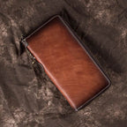 Genuine Leather Long Wallet with Wristlet for Women Cowskin Card Purse - VacationGrabs