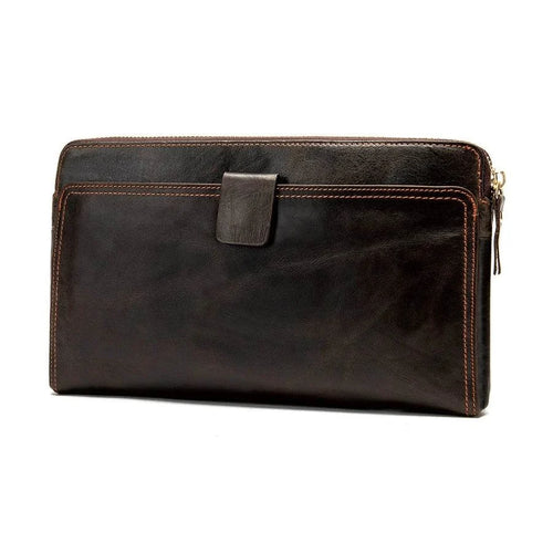 Large Capacity Cowhide Mobile Phone Bag Genuine Leather Clutch Purse - VacationGrabs