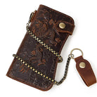 Genuine Leather Long Wallet with Wrist Belt Strap Chain Wallet Gift - VacationGrabs