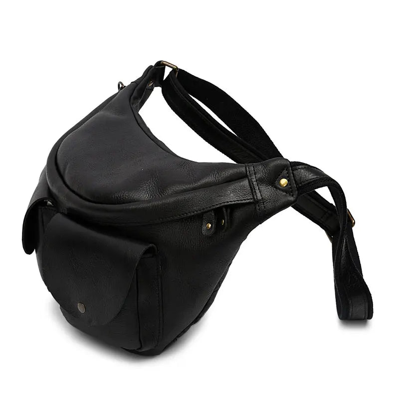 MAHEU Large Chest Bag Genuine Leather Men's chest packs sling bag crossbody bags outdoor riding bag biking bag vintage fashion