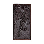 3D Dragon Style Genuine Leather Long Wallet for Men, Bifold Fashion - VacationGrabs