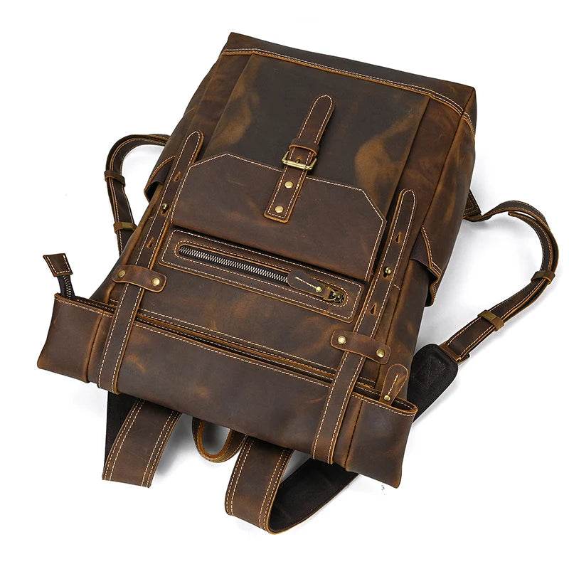 Vintage Men’s Leather Backpack Travel Laptop Anti-Theft Bag - VacationGrabs