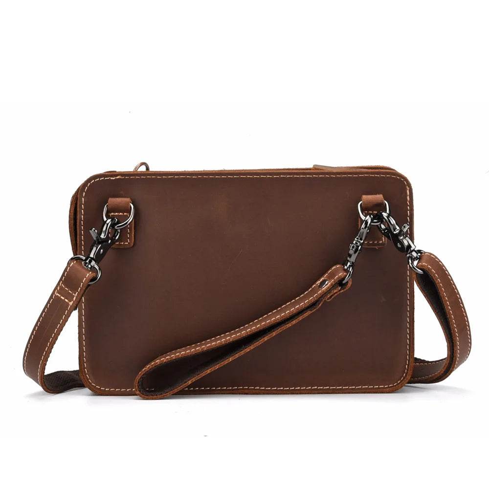 Leather Clutch Bag iPad Tablet Cover Bag with Shoulder Strap - VacationGrabs