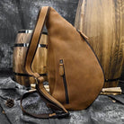 Big Chest Bag Men Crazy Horse Leather Sling Crossbody Sport Bag - VacationGrabs